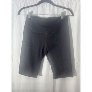 Unbranded Long Bike Shorts Black Elastic Waist Womans‎ Size M  With Pockets P15
